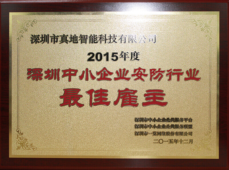 2015年度 广州中小企业安防行业 最佳雇主